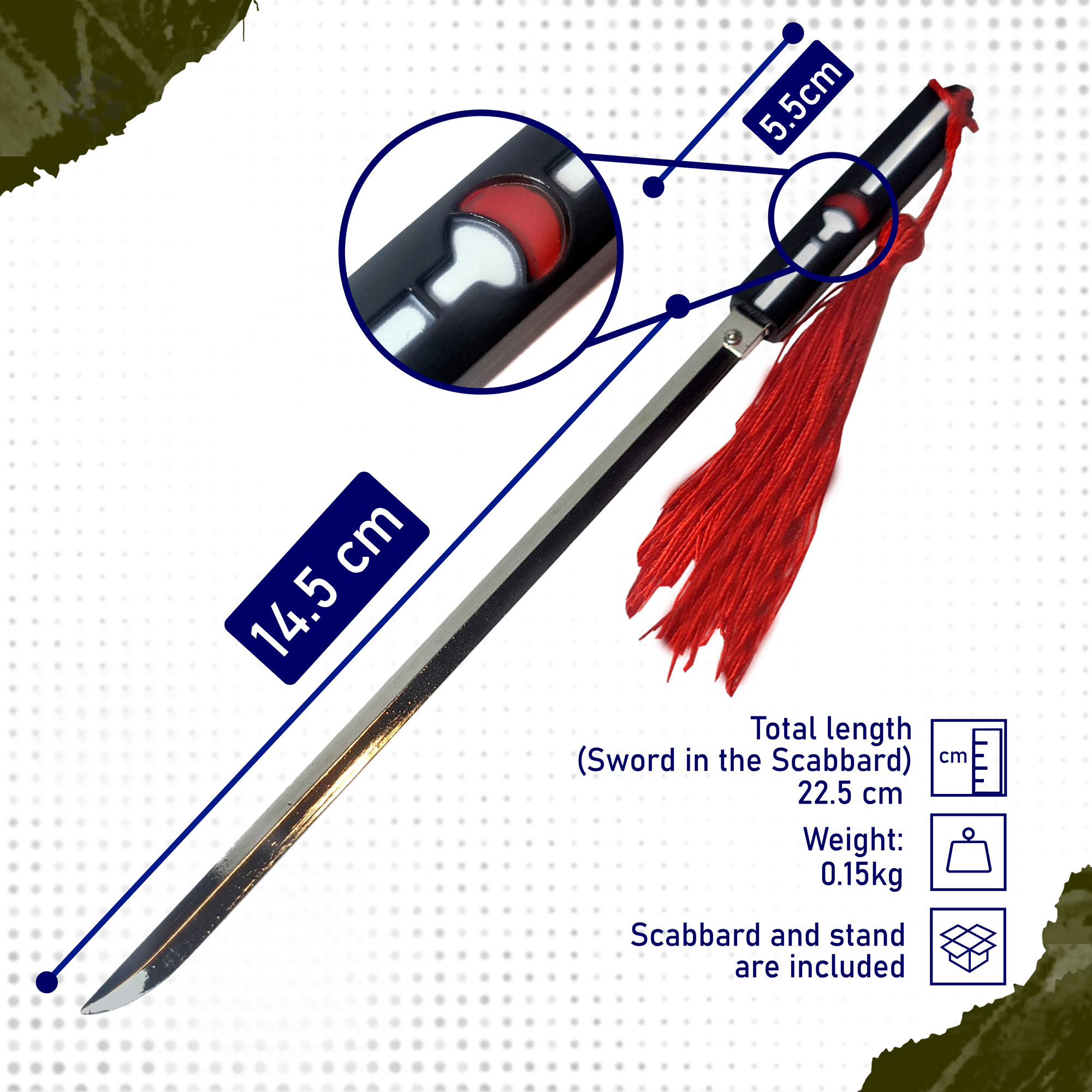 Naruto-Schwert – Schwert von Kusanagi, Sasuke-Katana, Katana-Brieföffner mit Scheide und Ständer