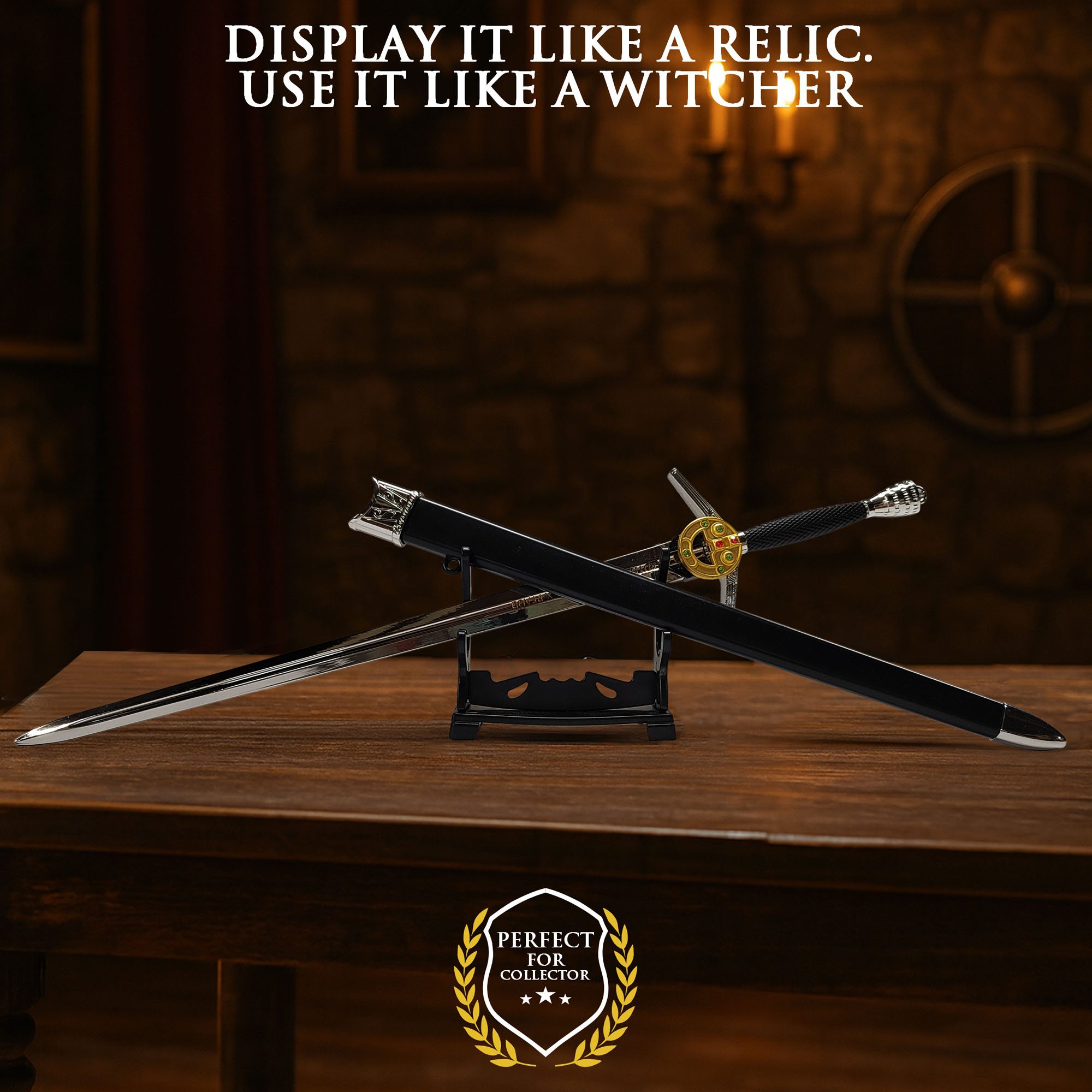 Witcher - Stahl Schwert mit Scheide, Netflix version, XL Brieföffnerversion