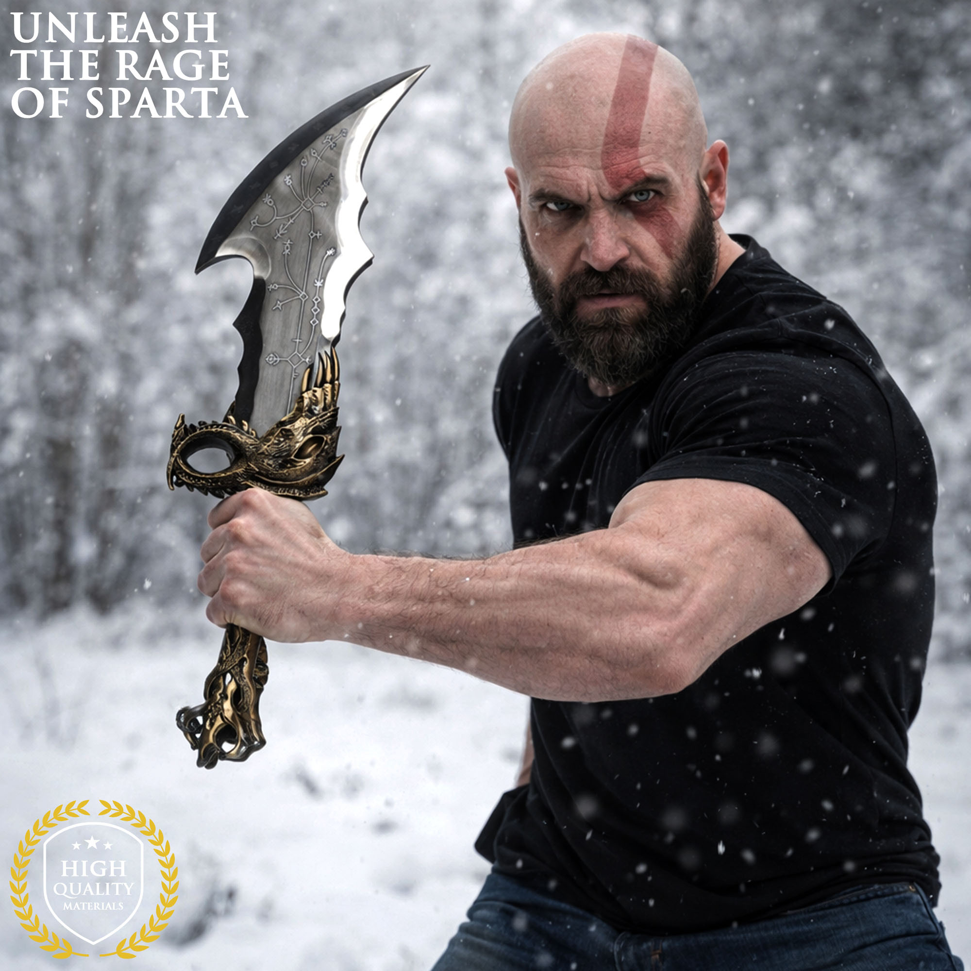 God of War: Kratos' Chaosklingen – Massive Vollmetall-Replik (2er Set) mit Wandhalter