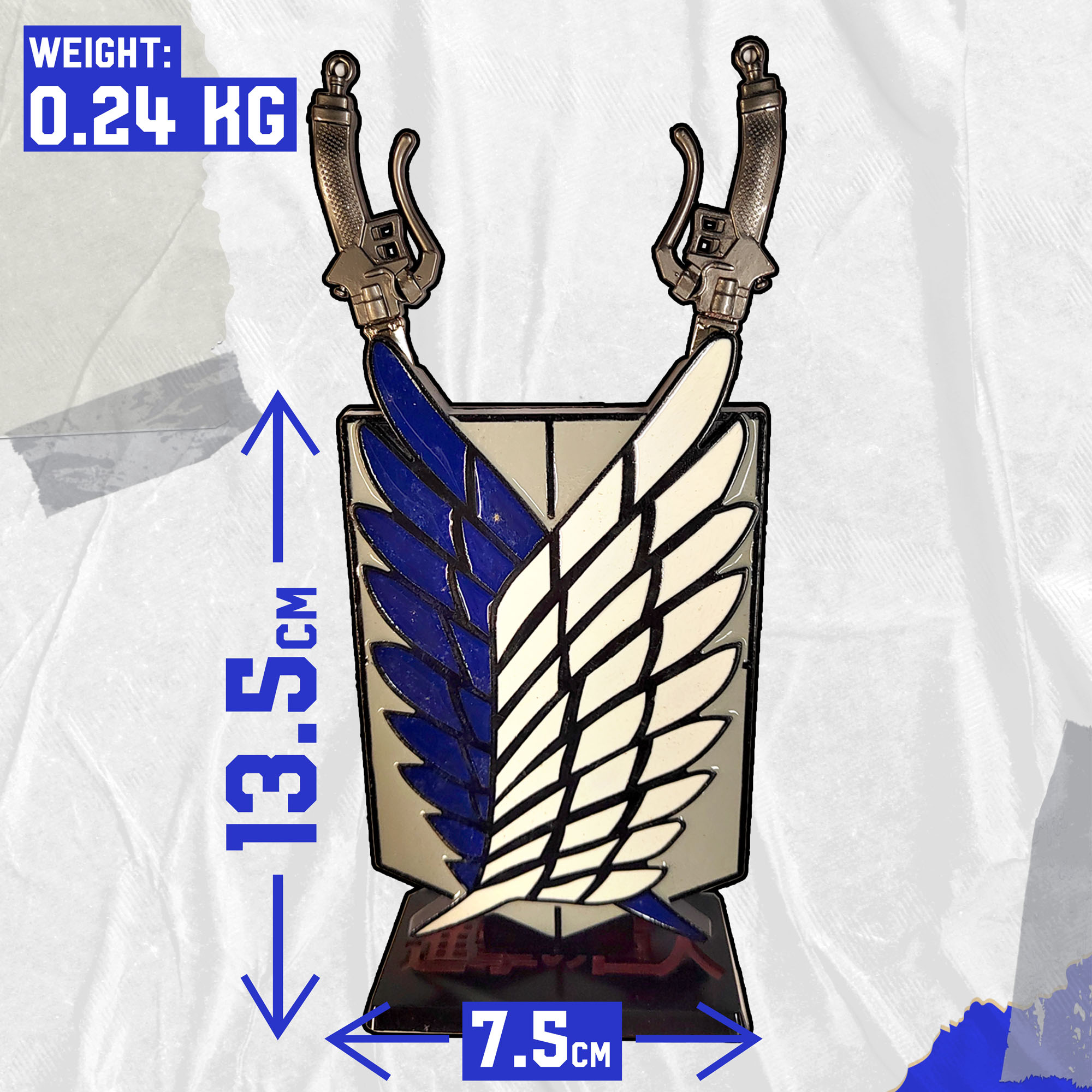 Attack on Titan – Dual ODM Gear Blade Letter Opener Swords with Wings of Freedom Stand