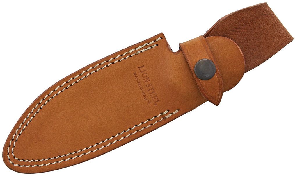M5 Jagdmesser, Satin Sleipner Glatte Klinge, Griff aus Olivenholz, Lederscheide
