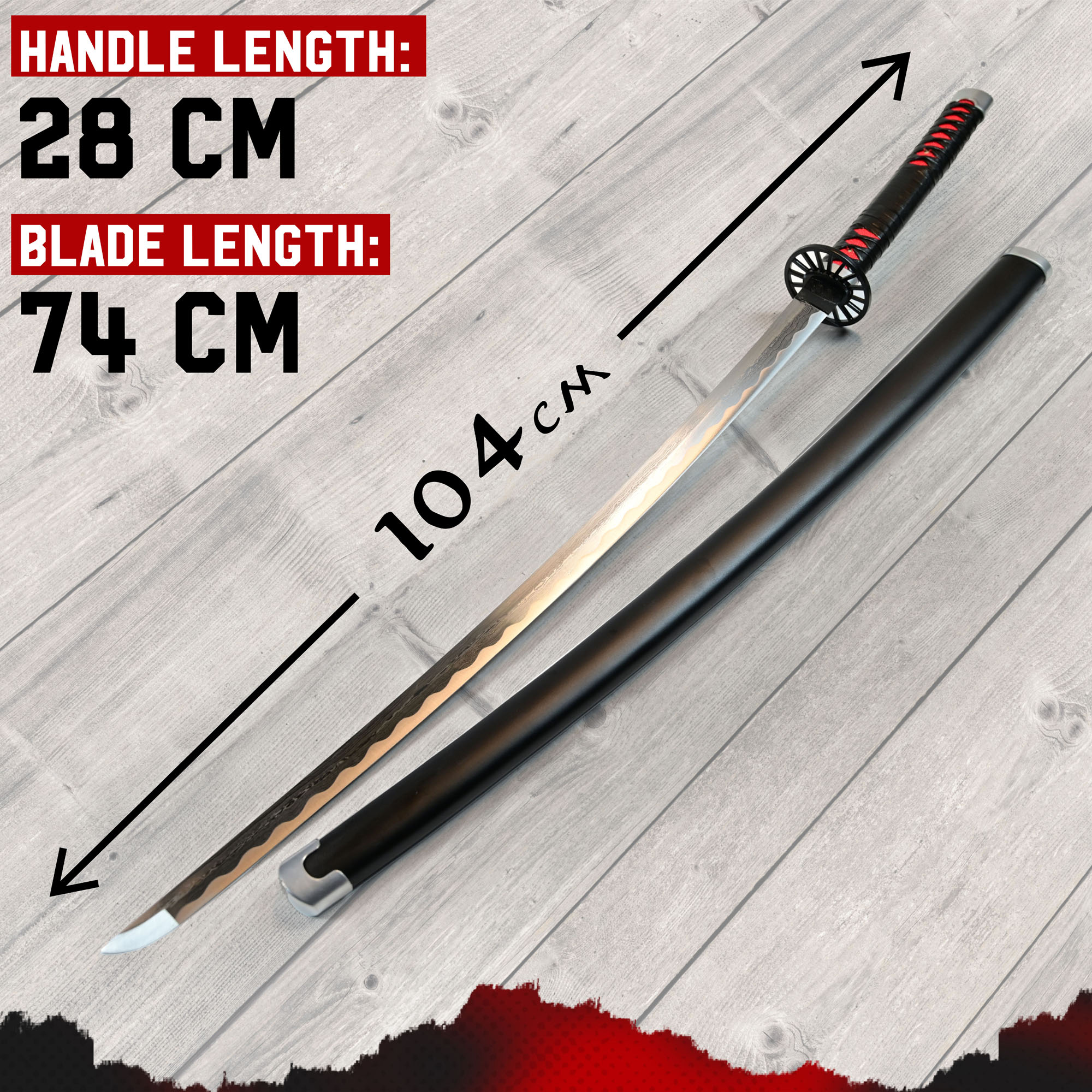 Demon Slayer: Kimetsu no Yaiba Kamado Tanjirou's Schwert, handgeschmiedet & gefaltet, Set