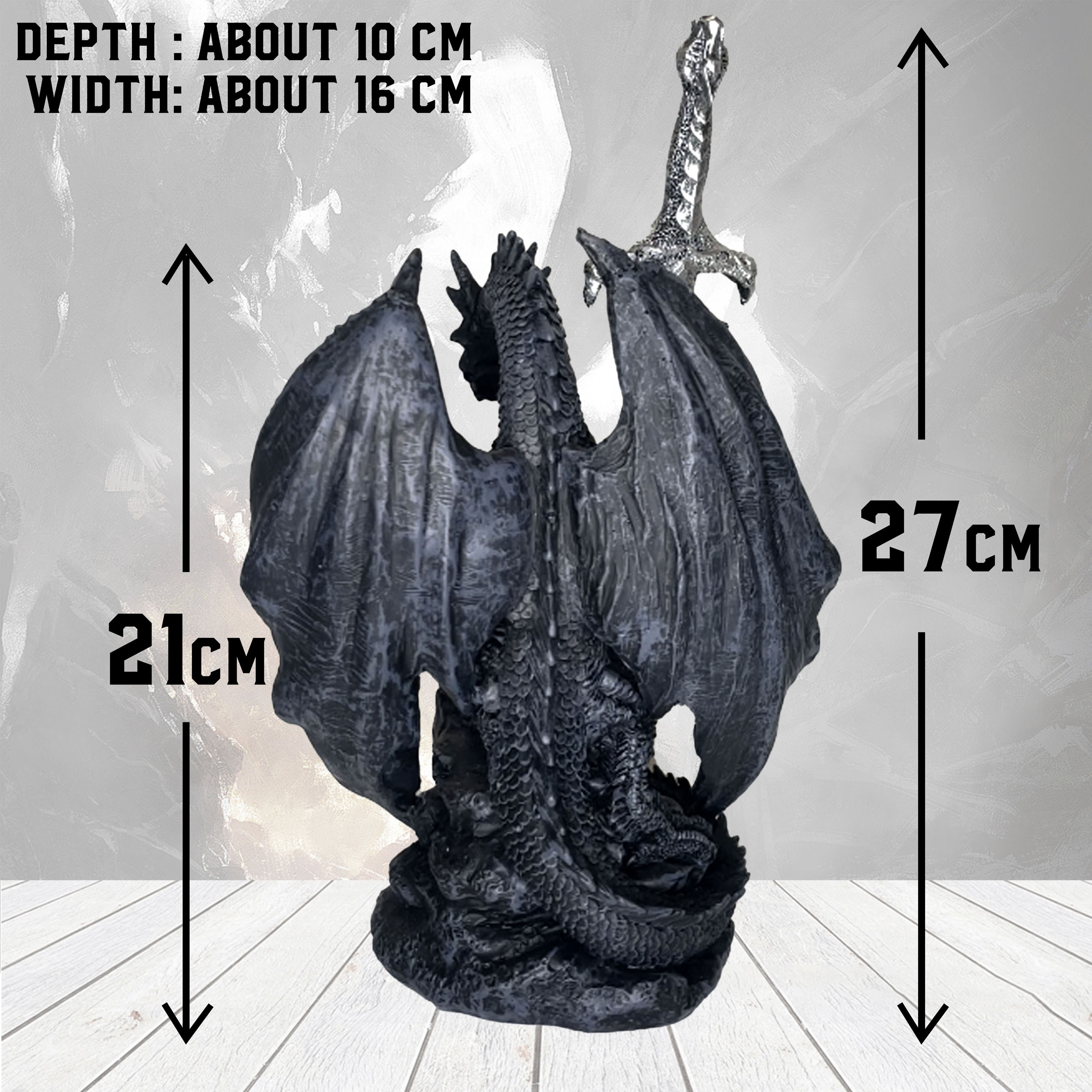 Drache mit Schwert aus Resin