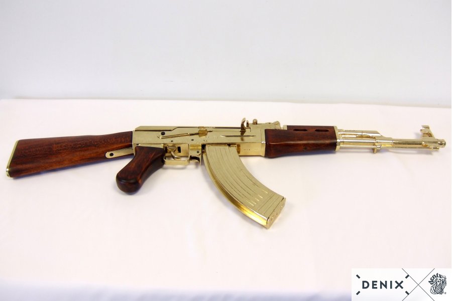 MG Kalashnikov AK 47 from 1947 Russia, gilded Sadam version