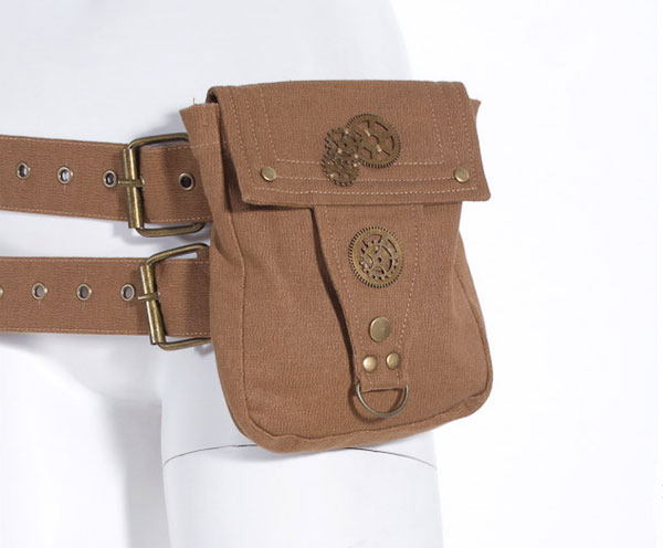 Steampunk Bag with Belt, brown