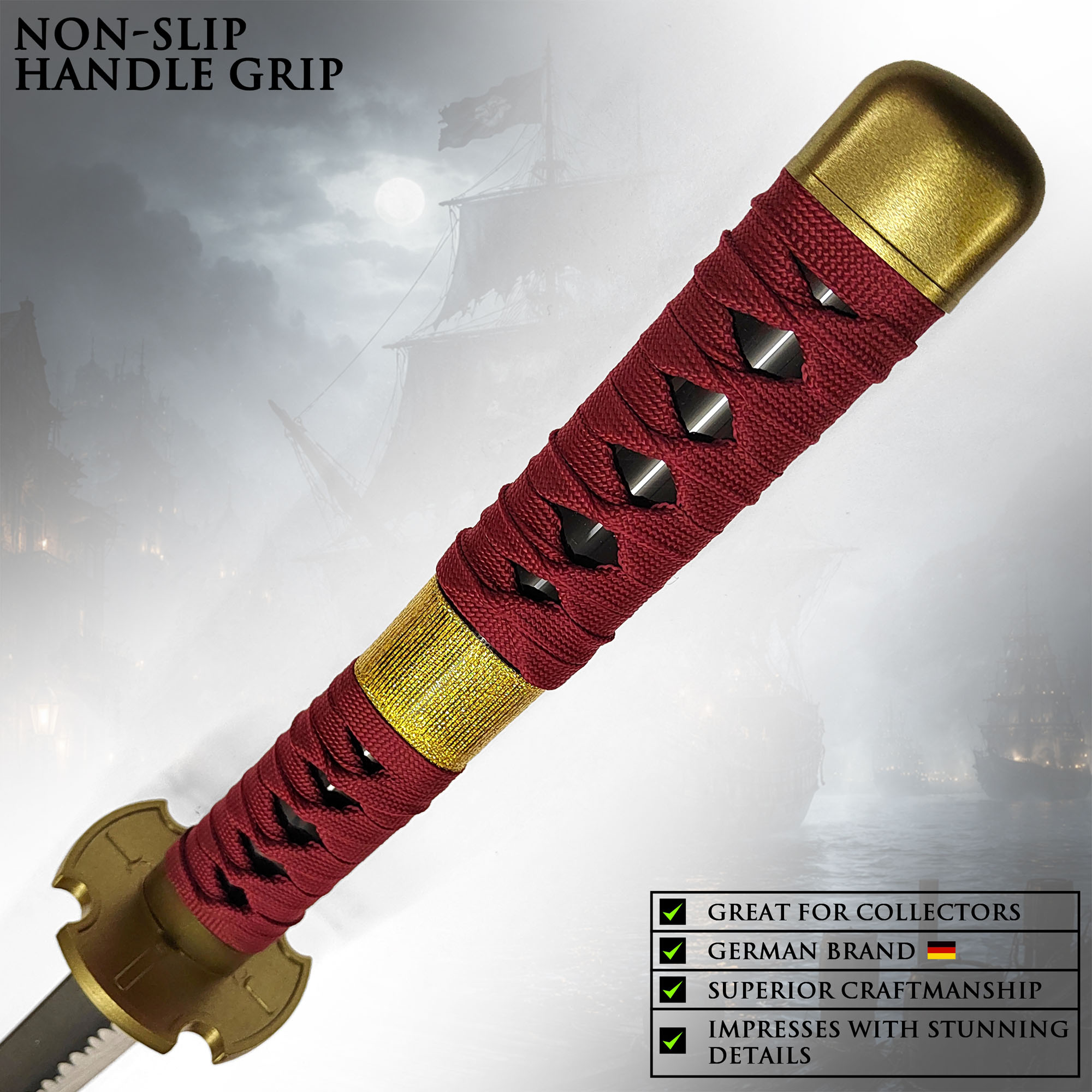 One Piece - Sandai Kitetsu Katana aus Holz mit Scheide und Ständer