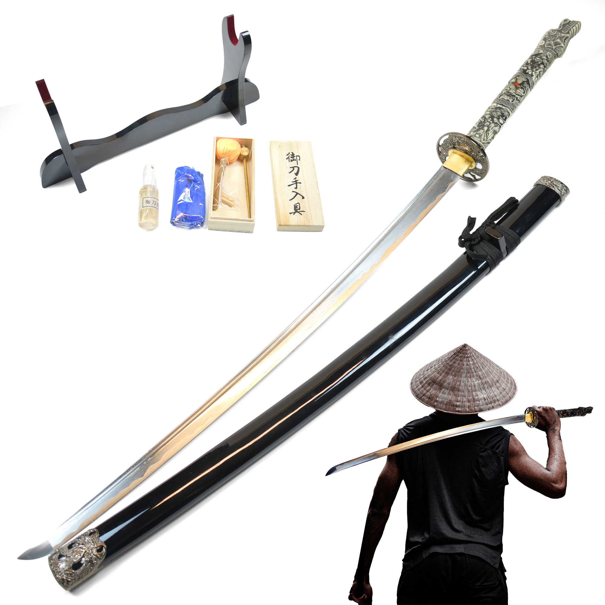 Highlander - Duncan MacLeod Katana - handforged & folded, Set