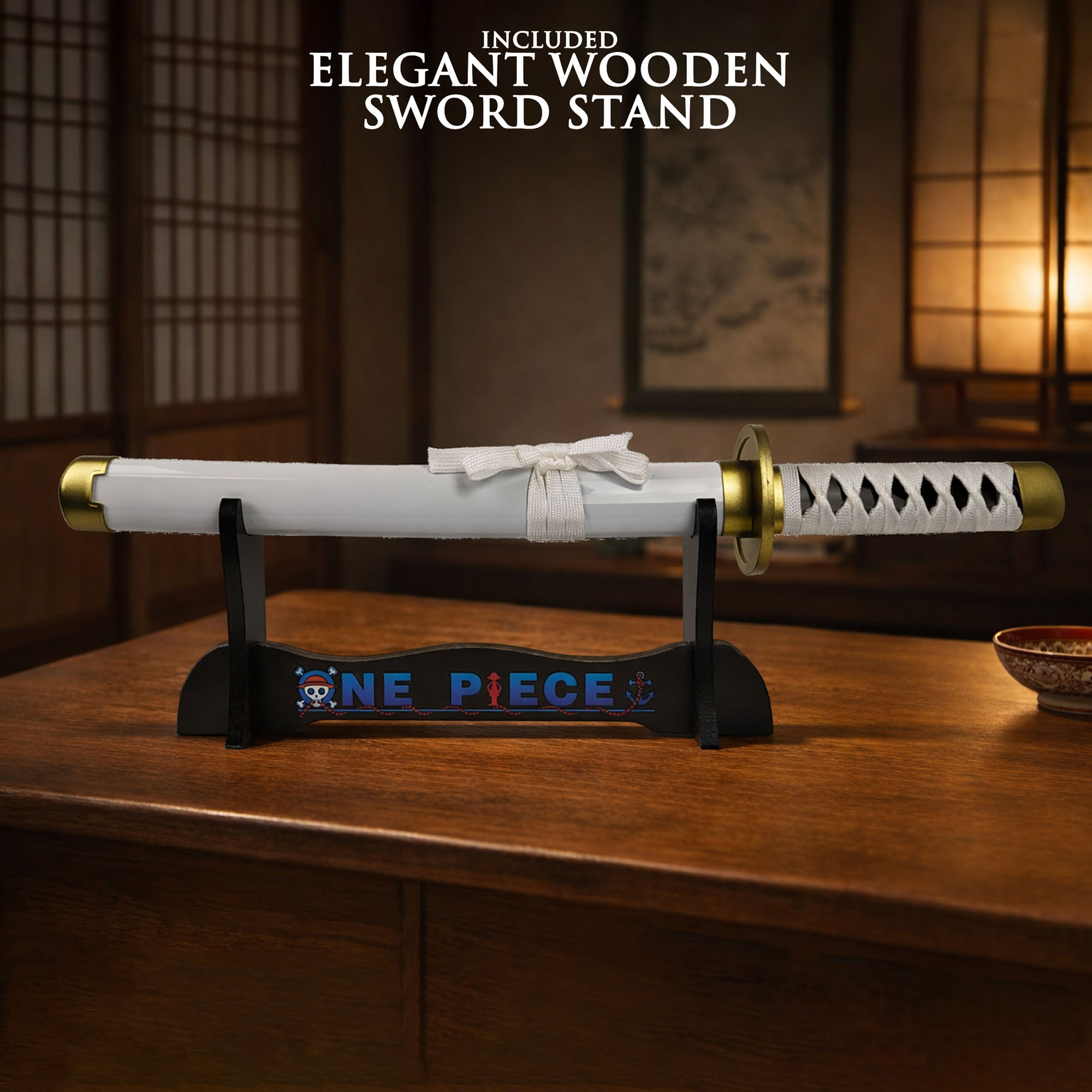 One Piece - Wado-Ichi-Monji Tanto aus Holz mit Scheide und Ständer