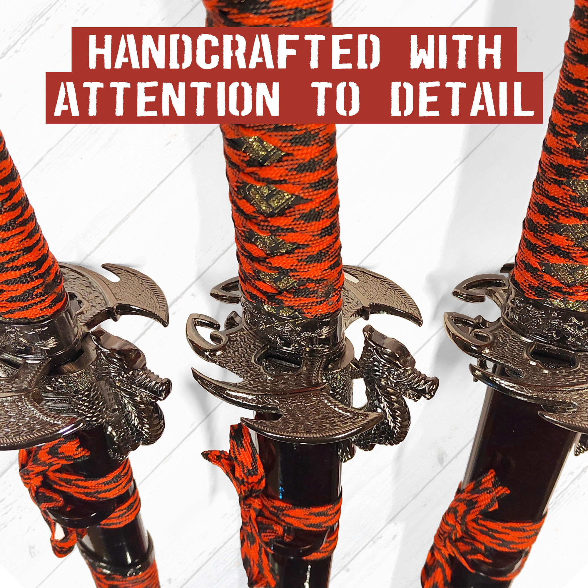 Samurai Sword Set of 3 with Stand - Dragon (Katana, Wakizashi and Tanto)