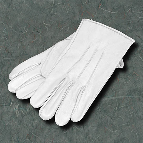 White Leather Gloves, Size S