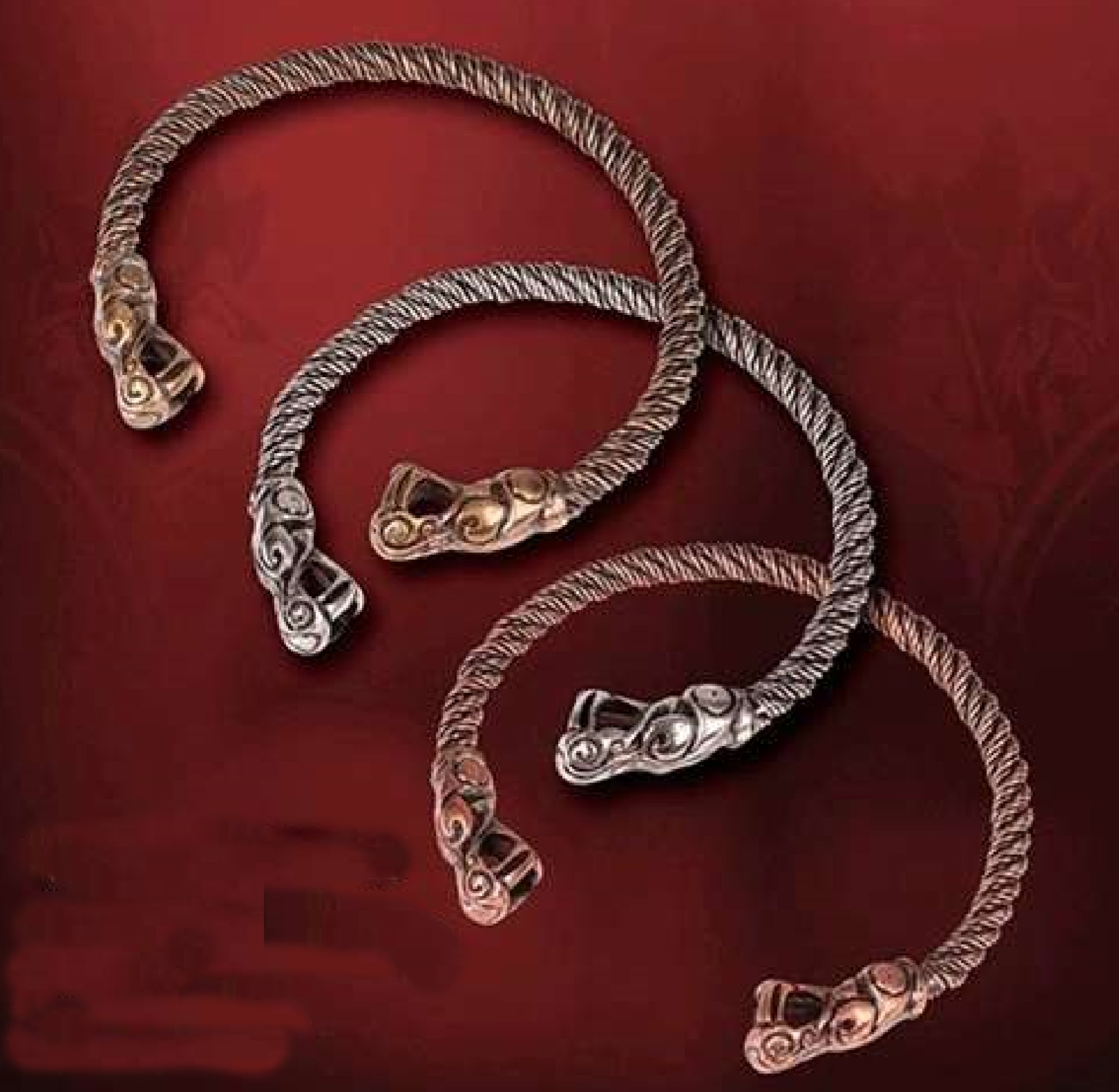 Viking Dragon Torque Necklace, silver