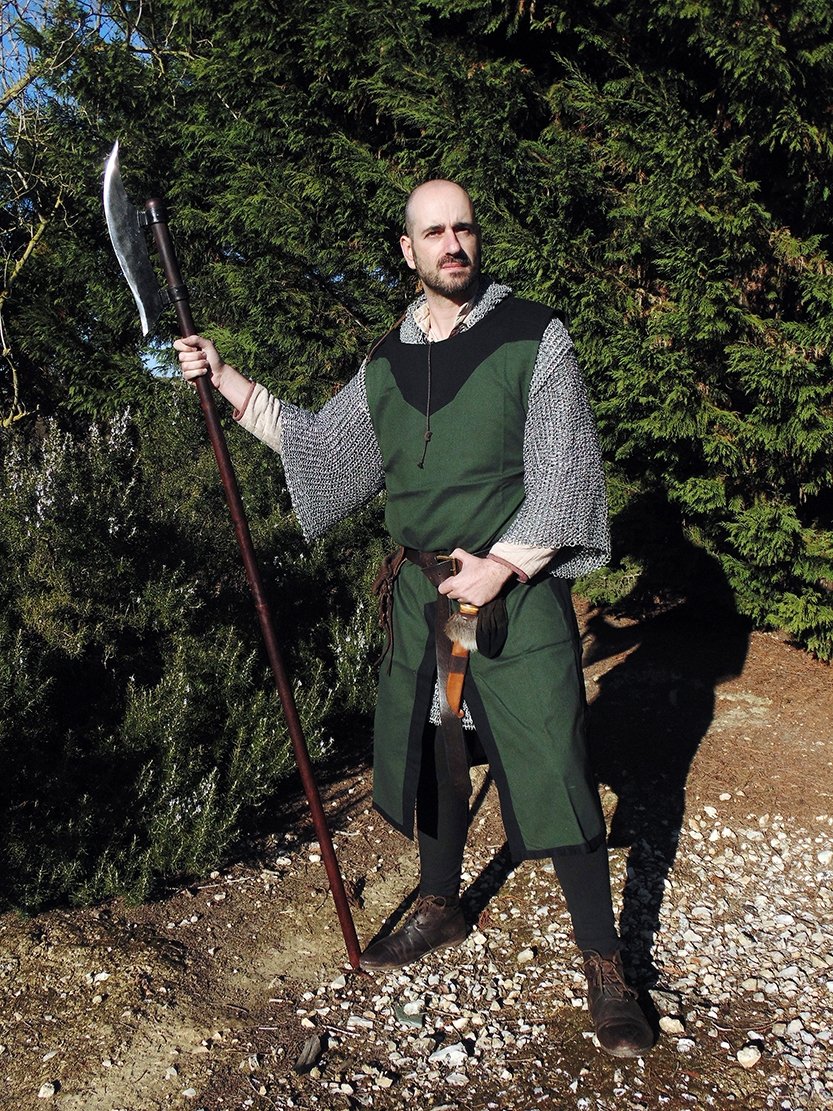 Two-tone medieval tunic - green / black, size S
