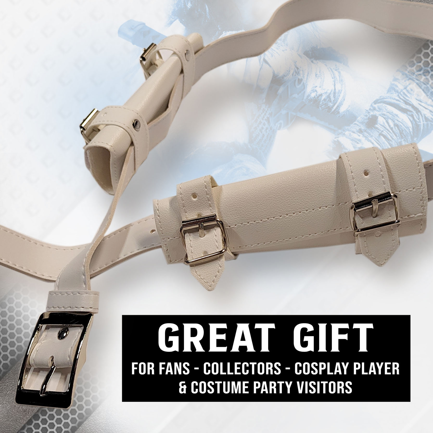 Belt sword holder for 2 swords left and right, white