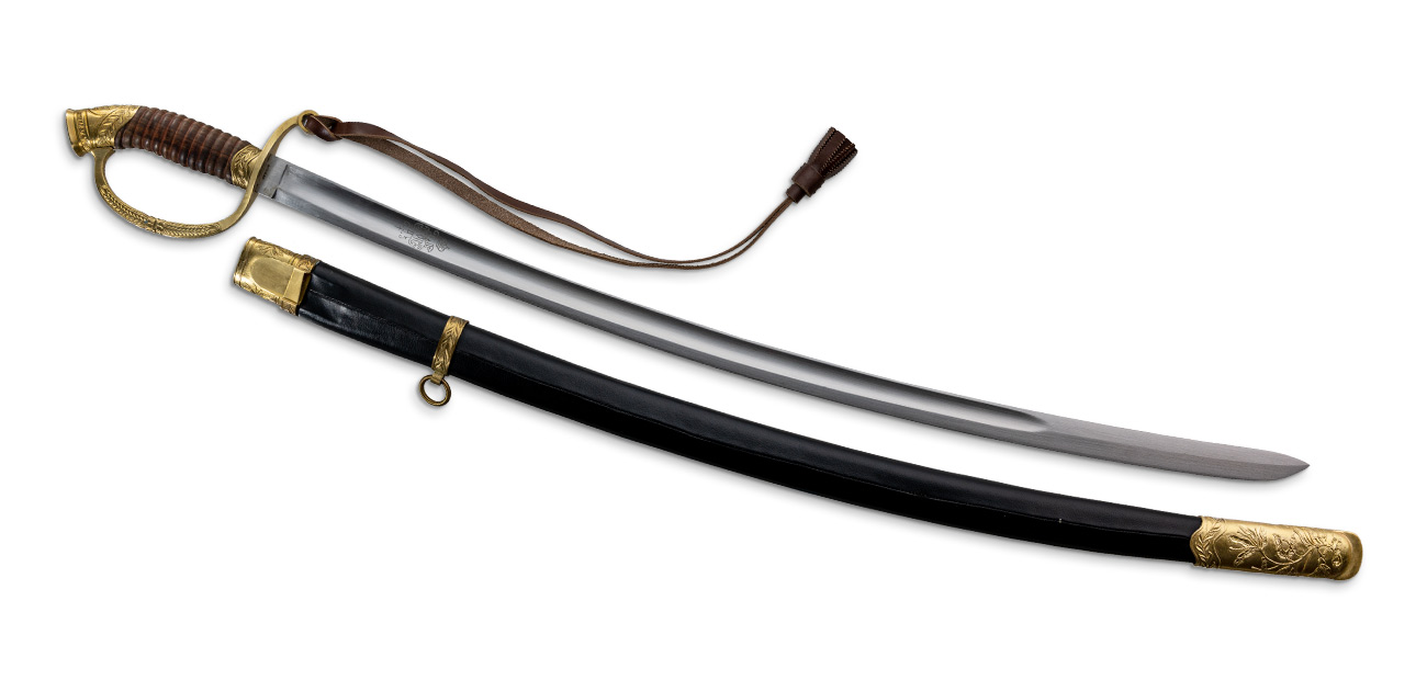Russische Dragoneroffiziere Schaschka Säbel mit Lederscheide