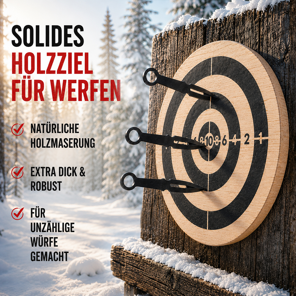 12 Black Throwing Knife with Wooden Target – Set