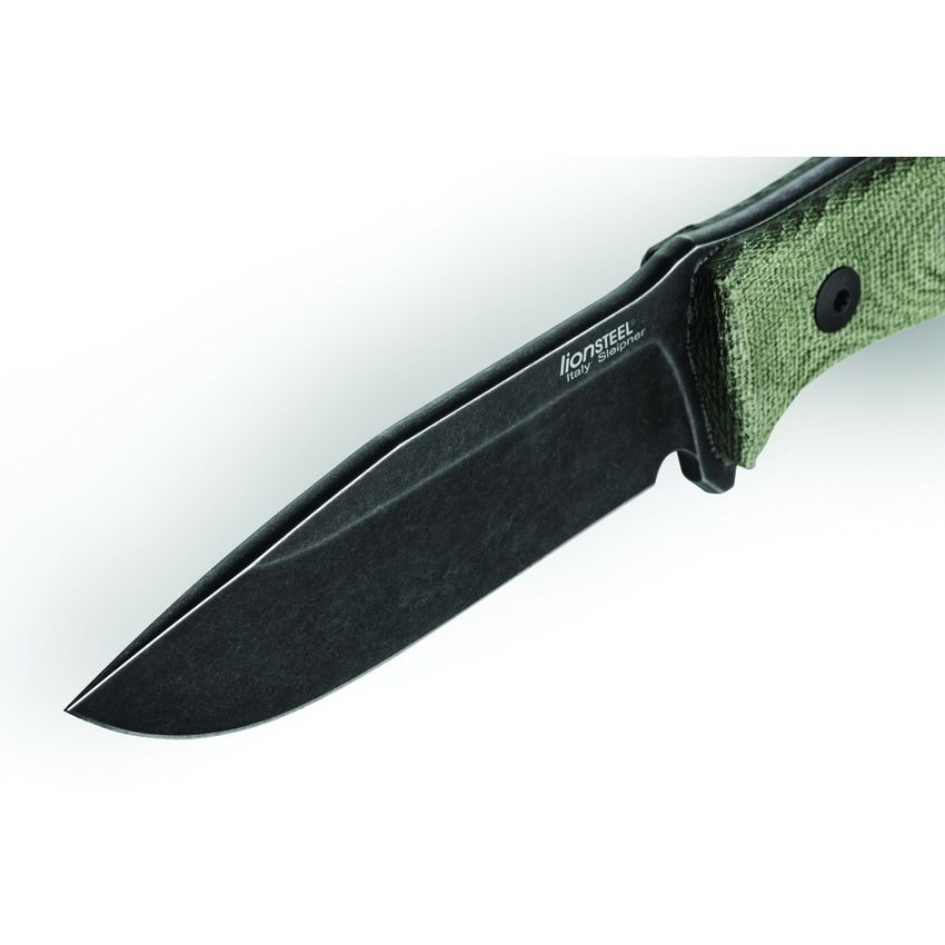 M5 Hunter, Black Stonewashed Sleipner Plain Blade, Green Canvas Micarta Handles, Cordura Sheath