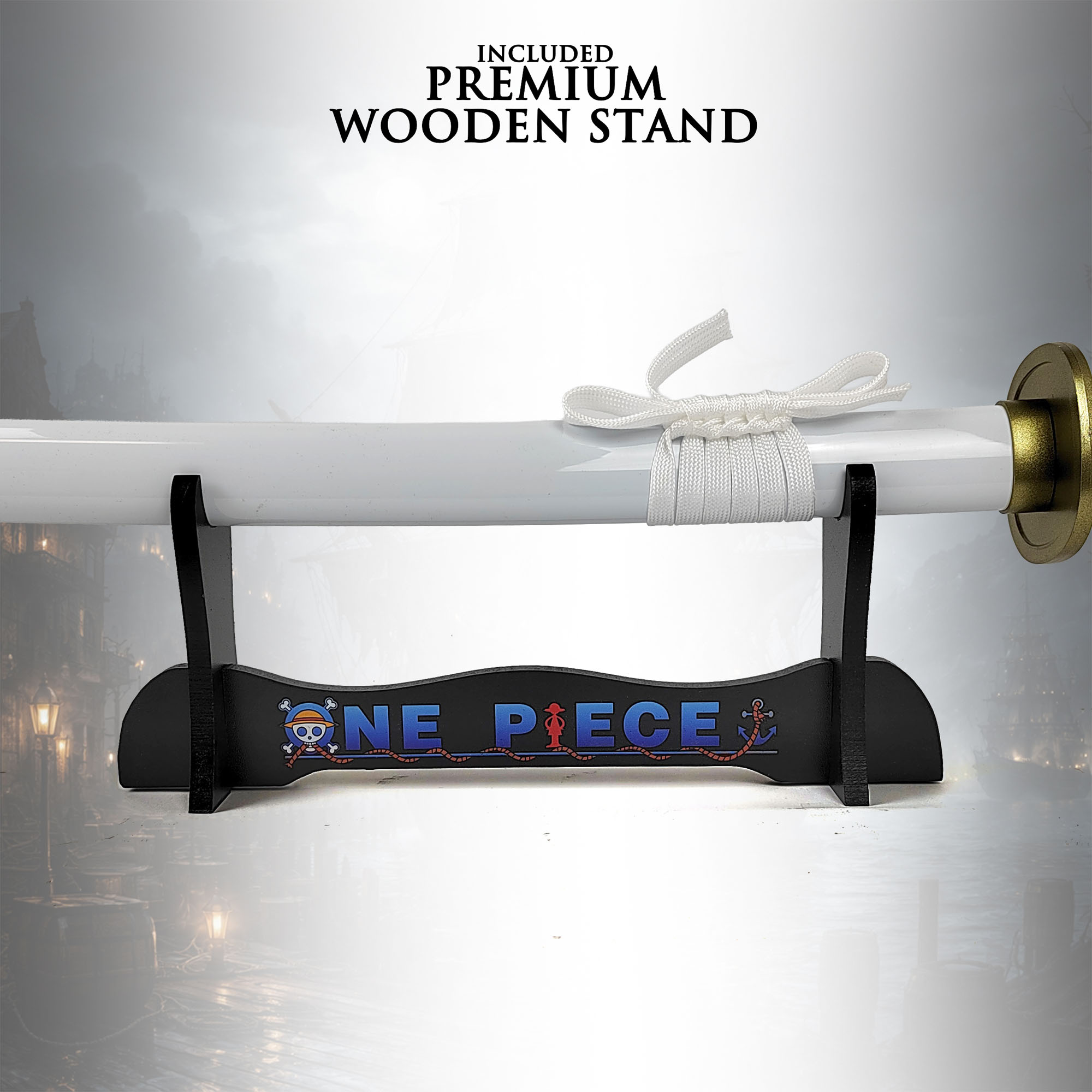 One Piece - Wado-Ichi-Monji Wooden Katana with Sheath and Stand