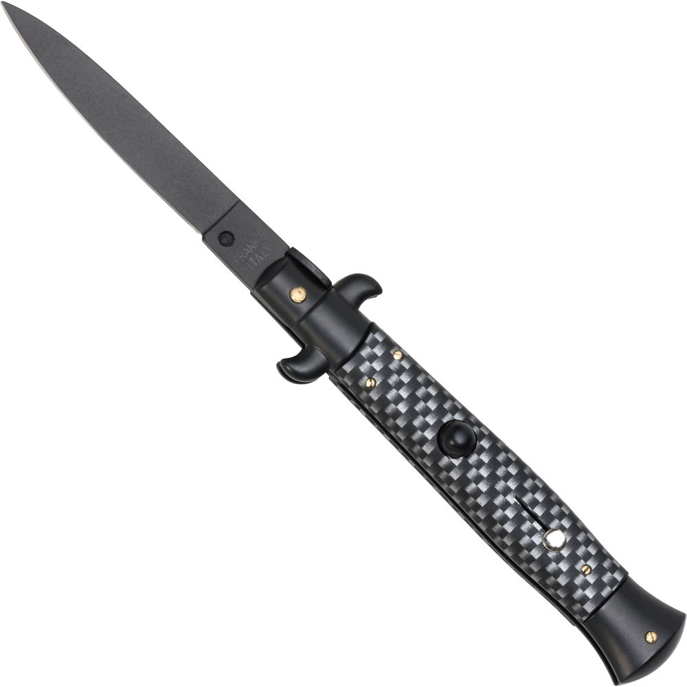 Spring knife carbon fiber look blade black
