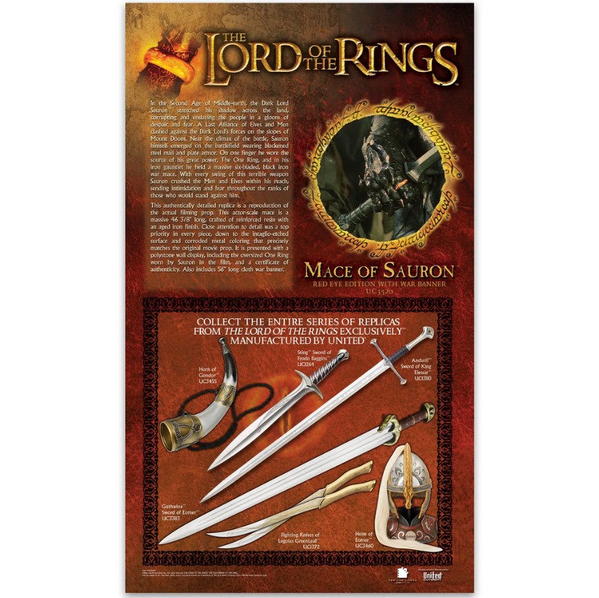 The Mace Of Sauron And Ring Red Eye Edition With War Banner