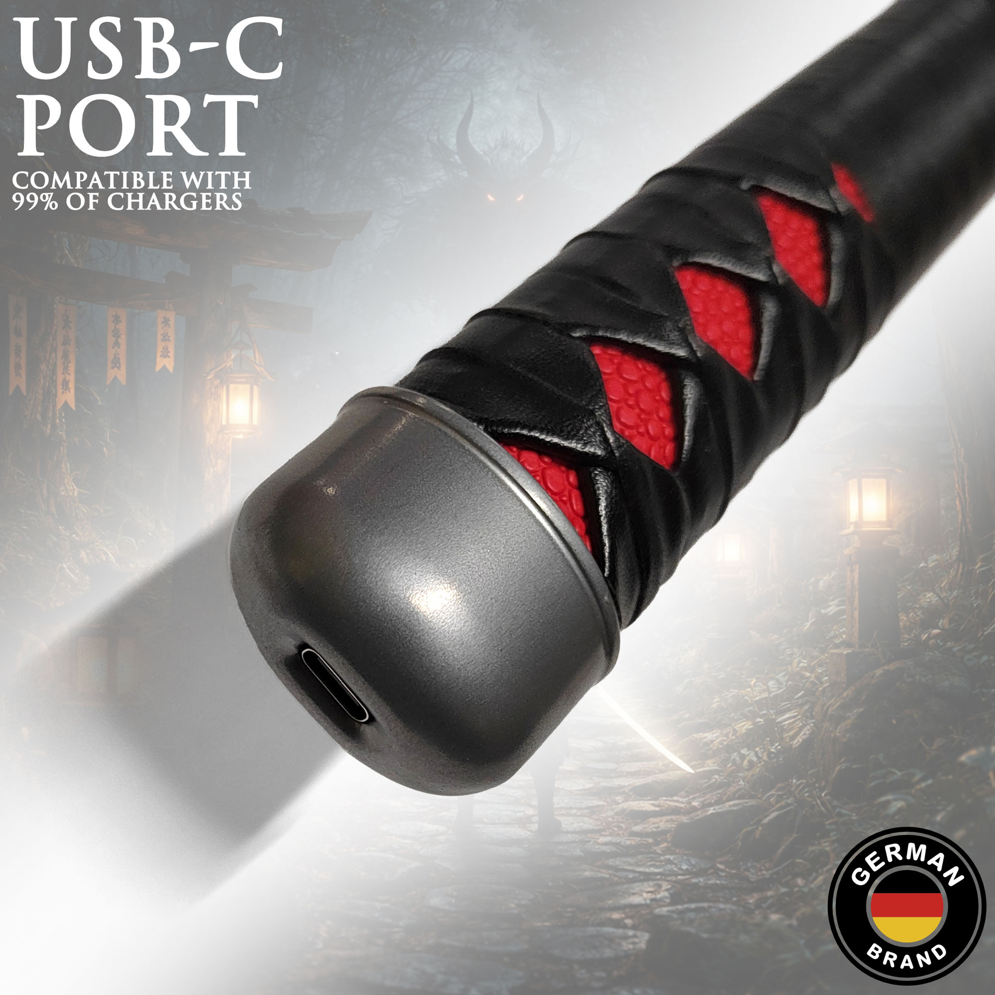 Demon Slayer – Tanjirou Kamados Nichirin-Katana mit Scheide (Stahlklinge mit LED-leuchtender Klingenkante)