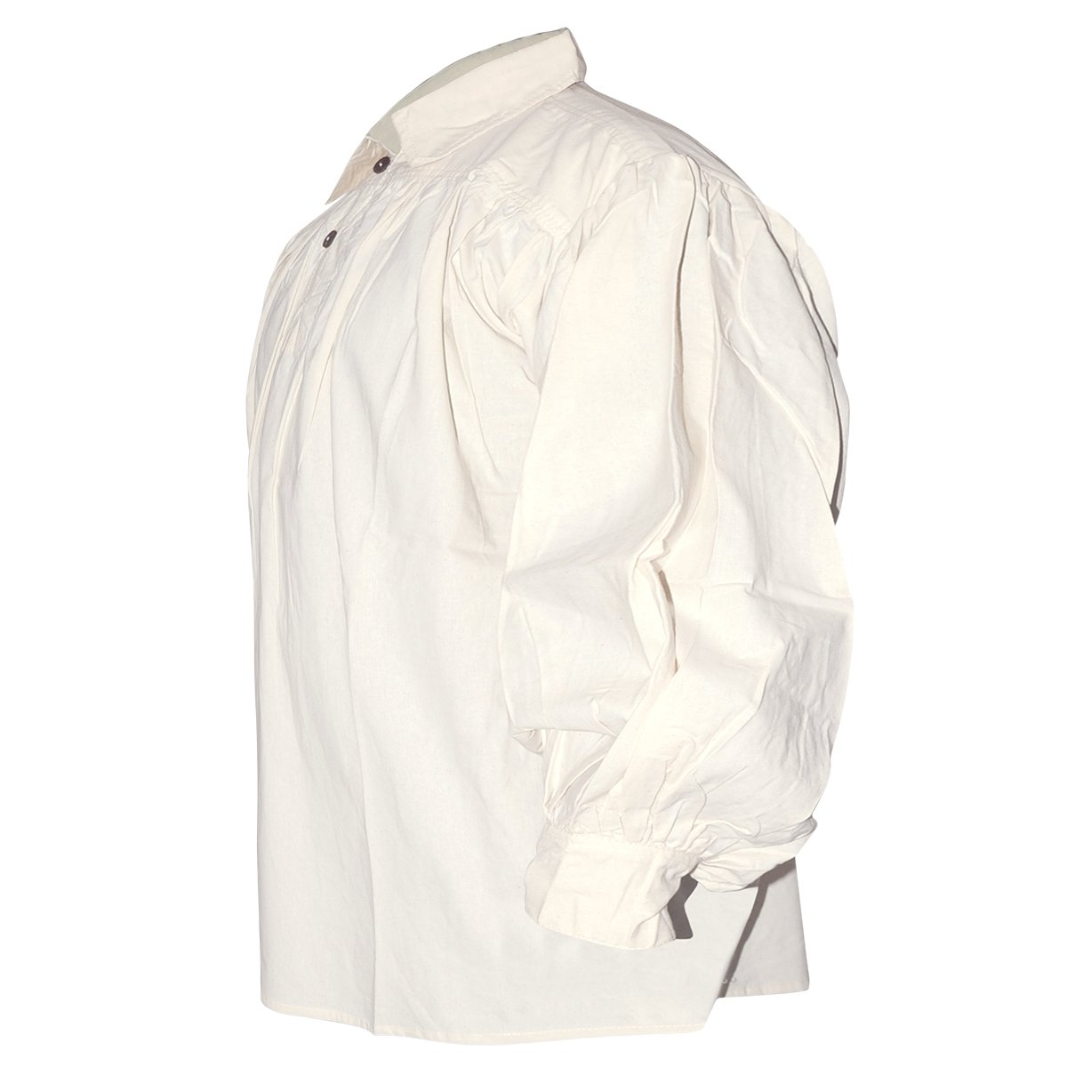 Baumwollhemd mit Kragen und Knopf Ausschnitt – naturfarben, Größe XXL