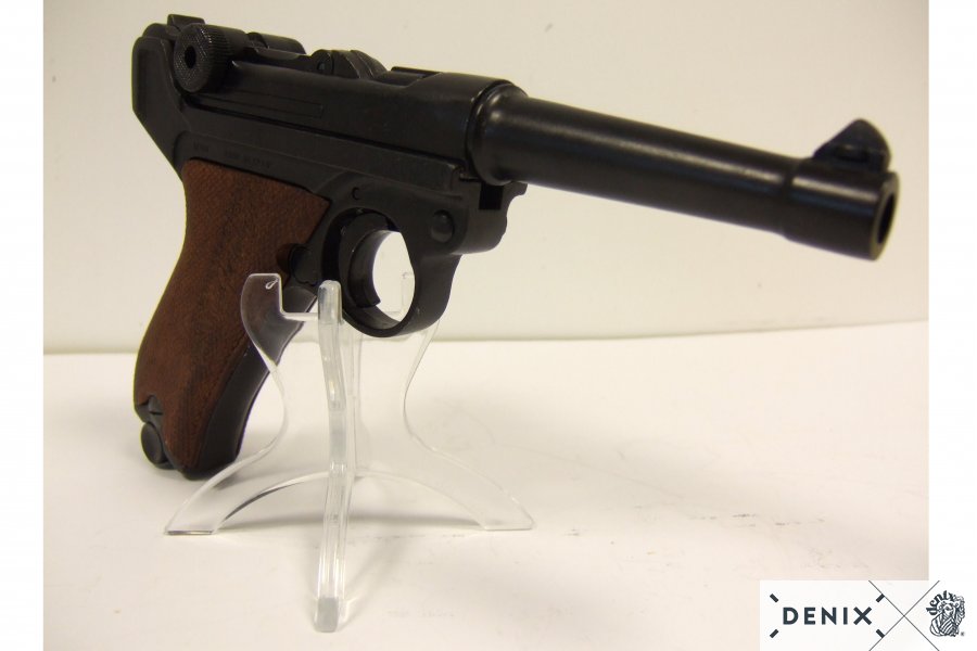 Luger-Pistole PO8 Parabellum 1898, normaler Lauf, Holzgriff