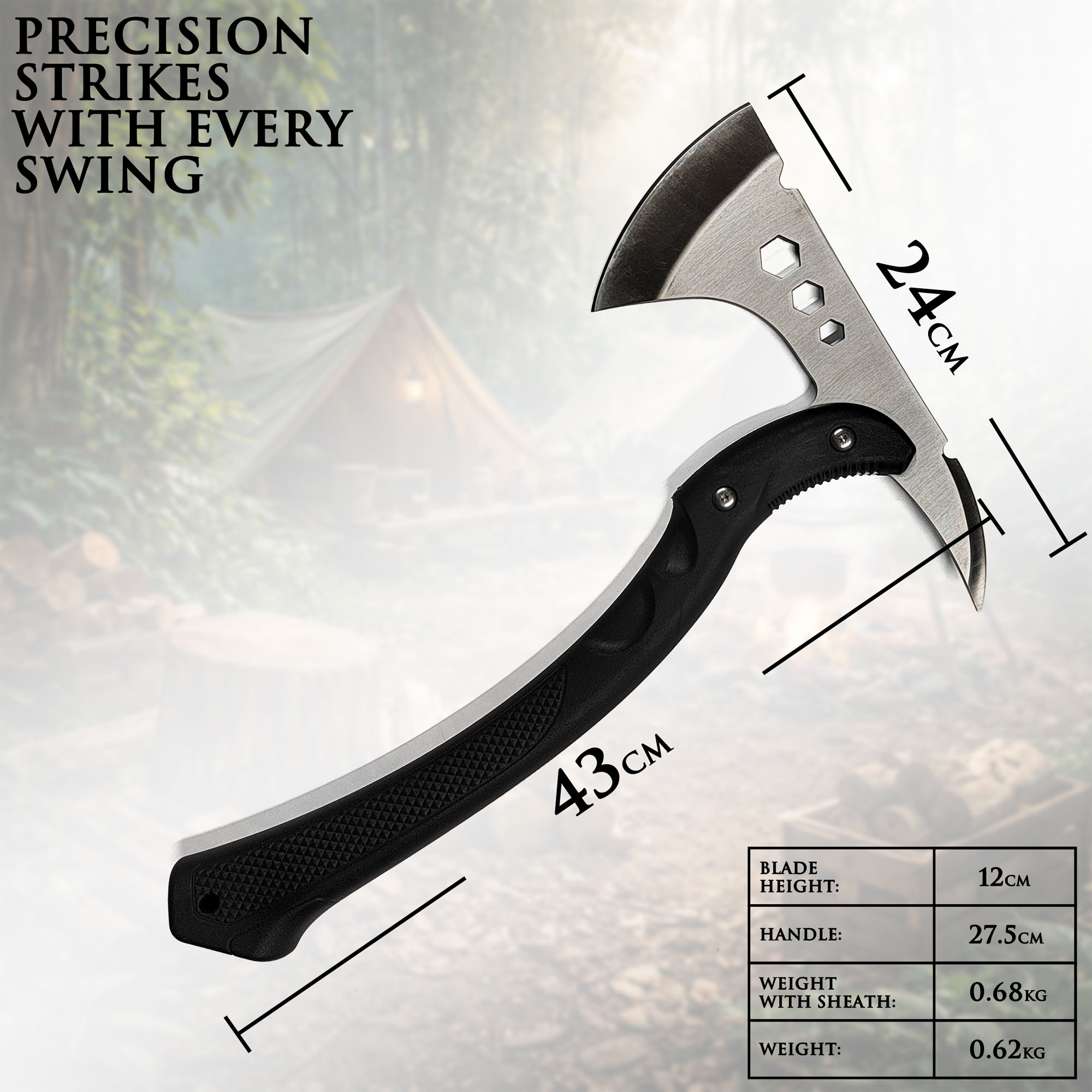 Taktisches Outdoor-Beil / Tomahawk – 43cm Survival-Axt