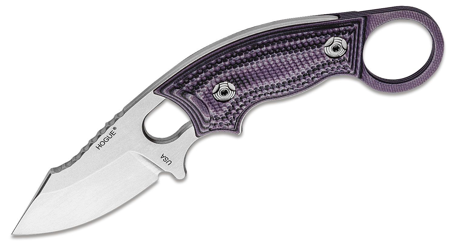 EX-F03 Karambit, 154CM Stonewashed Clip Point, Purple G-Mascus Handles, Kydex Sheath