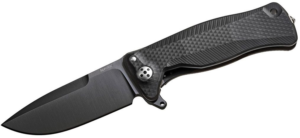 SR-11 Integral Flipper, Chemical Black Sleipner Drop Point Blade, Black Aluminum Handle