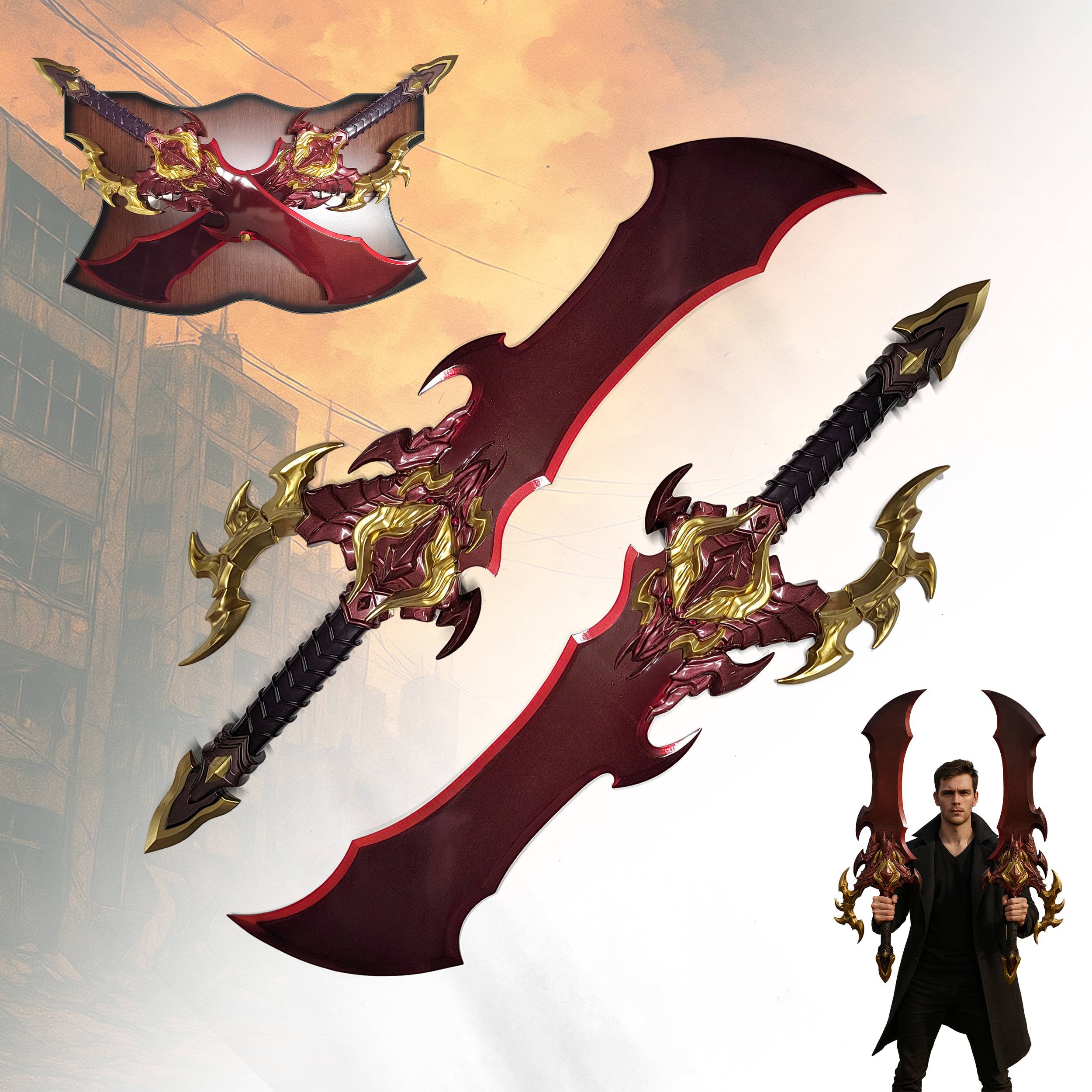 Solo Leveling: Sung Jinwoo's Demon King's Daggers (Set of 2) with Wall Mount