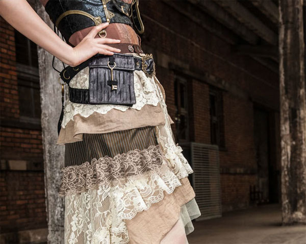 Steampunk Gürtel mit Taschen schwarz