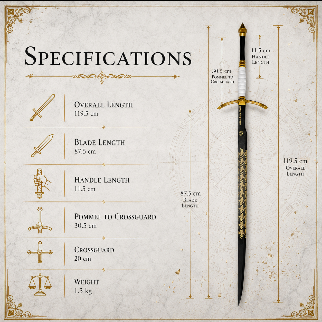 Clair Obscur: Expedition 33 – Gustave’s Noahram Sword Replica (47") with Plaque