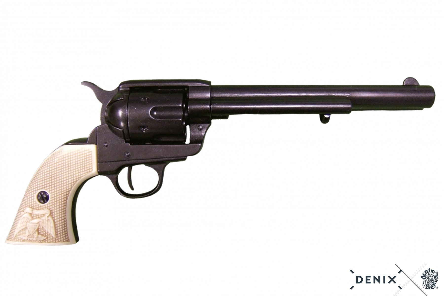 45er Colt Peacemaker, schwarz, weisse Griffschale