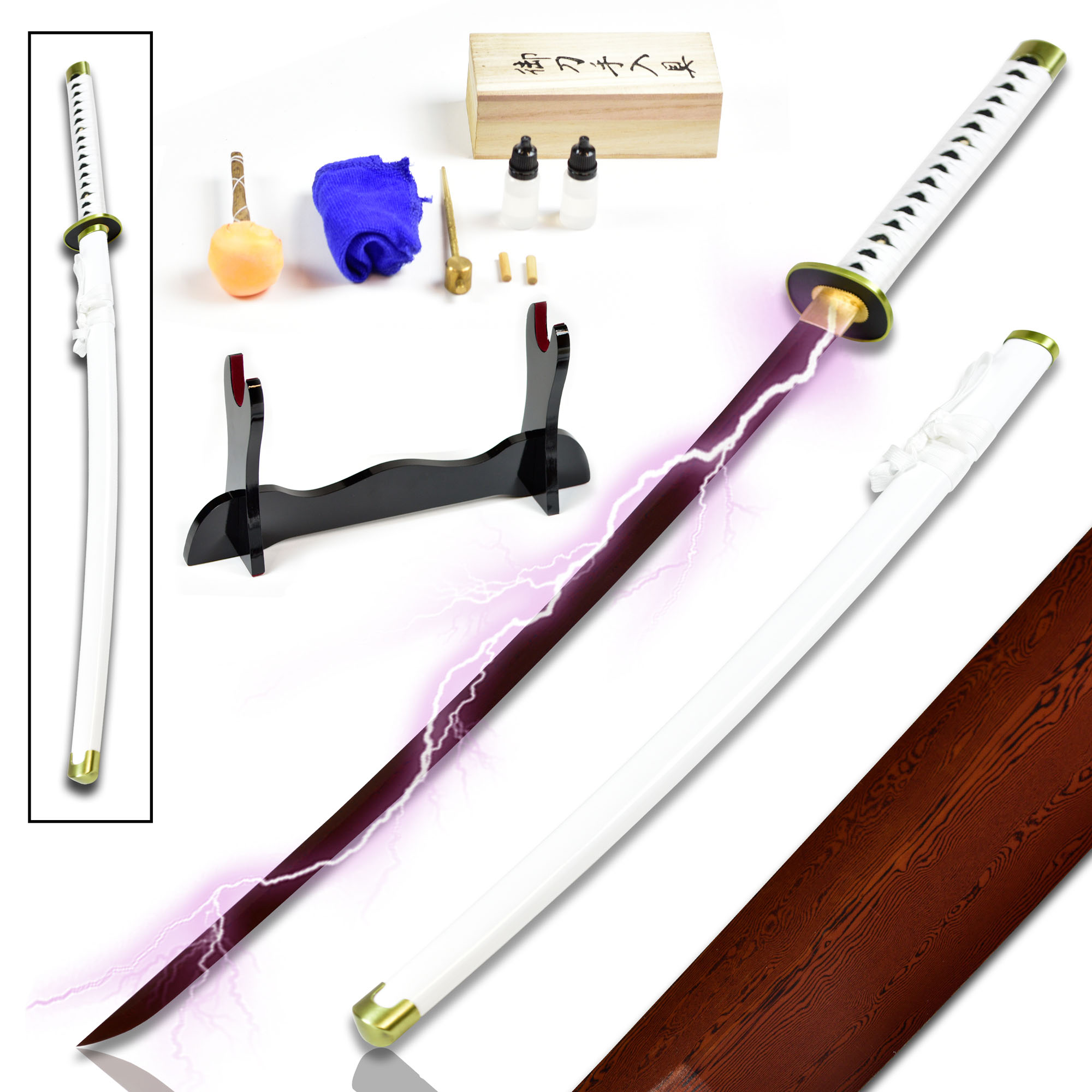 Wado-Ichi-Monji von Roronoa Zoro Katana - handgeschmiedet & gefaltet, Set - Blutdamast Edition