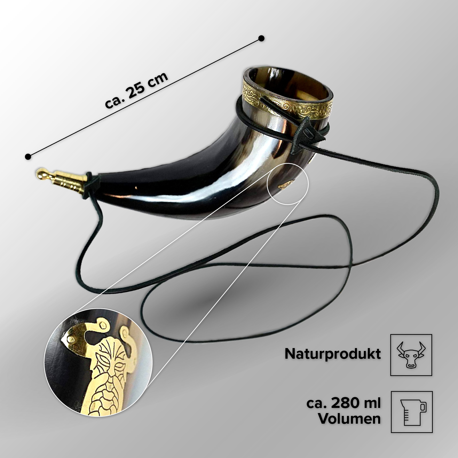 Thor Horn mit Lederband