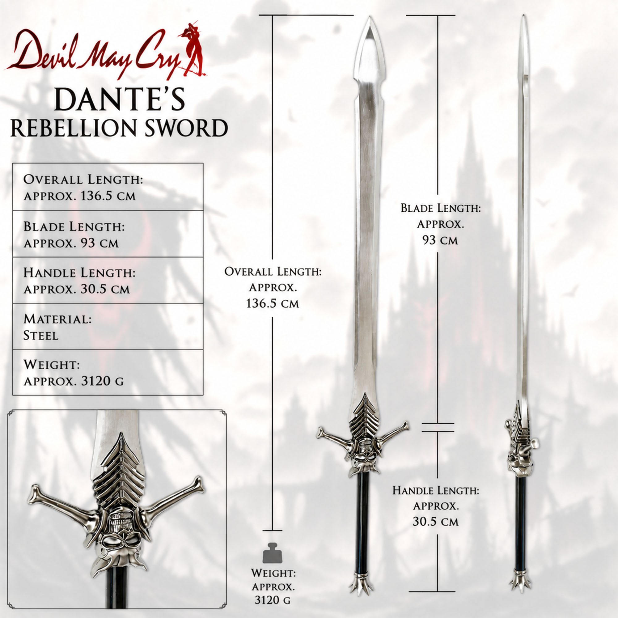 Devil May Cry – Dante´s Rebellionsschwert, silberne Klinge