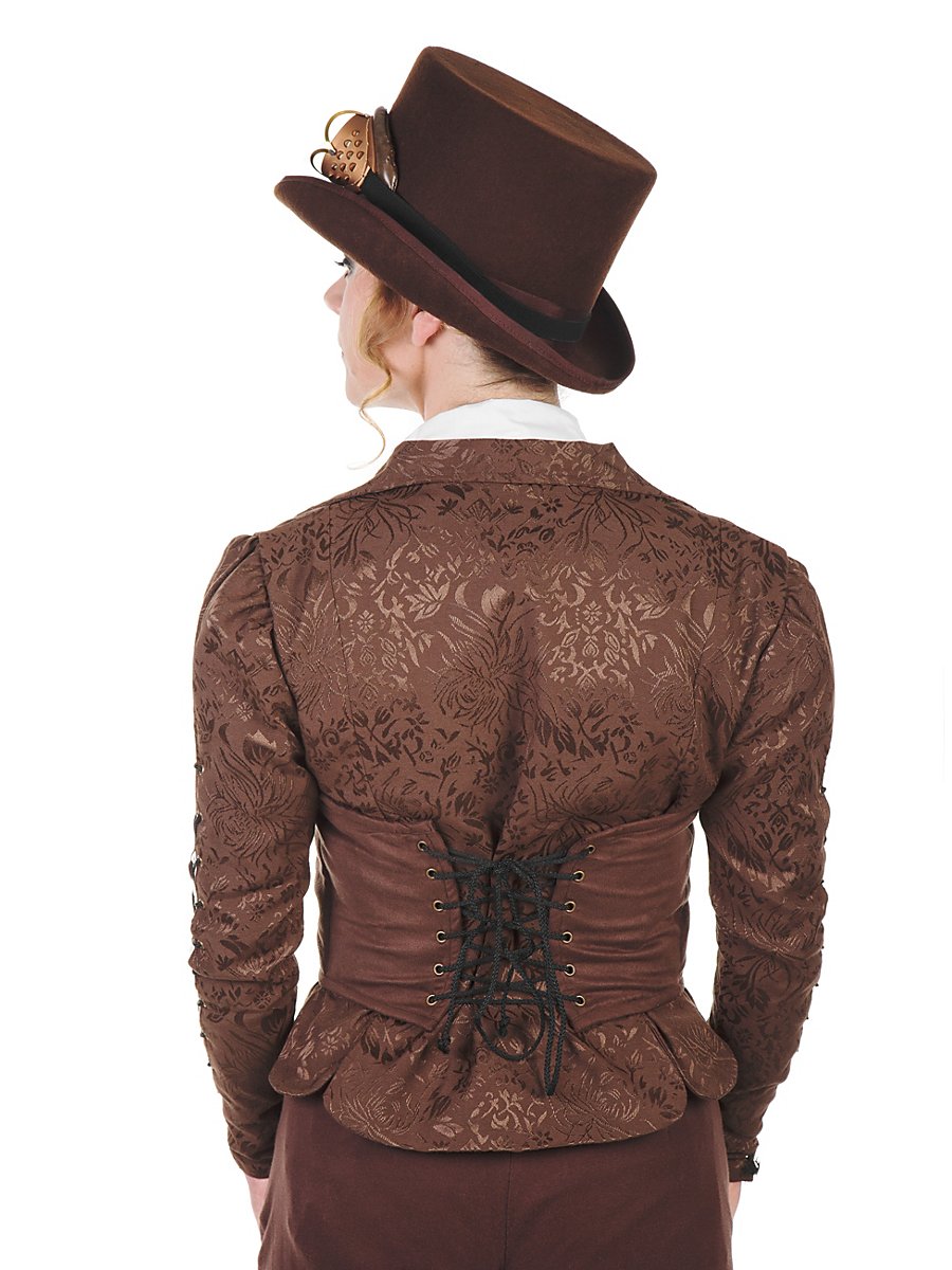 Steampunk Damenfrack mit Corsage braun, Größe S