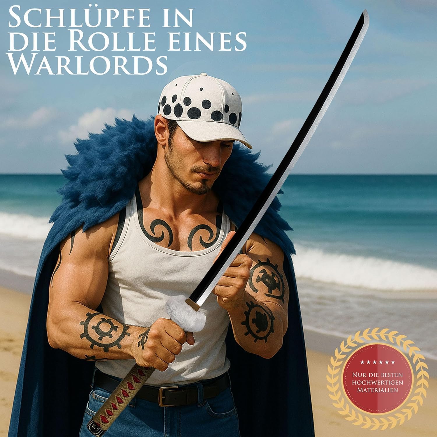 One Piece - Trafalgar Law Schwert brauner Griff aus Holz mit Scheide und Ständer 
