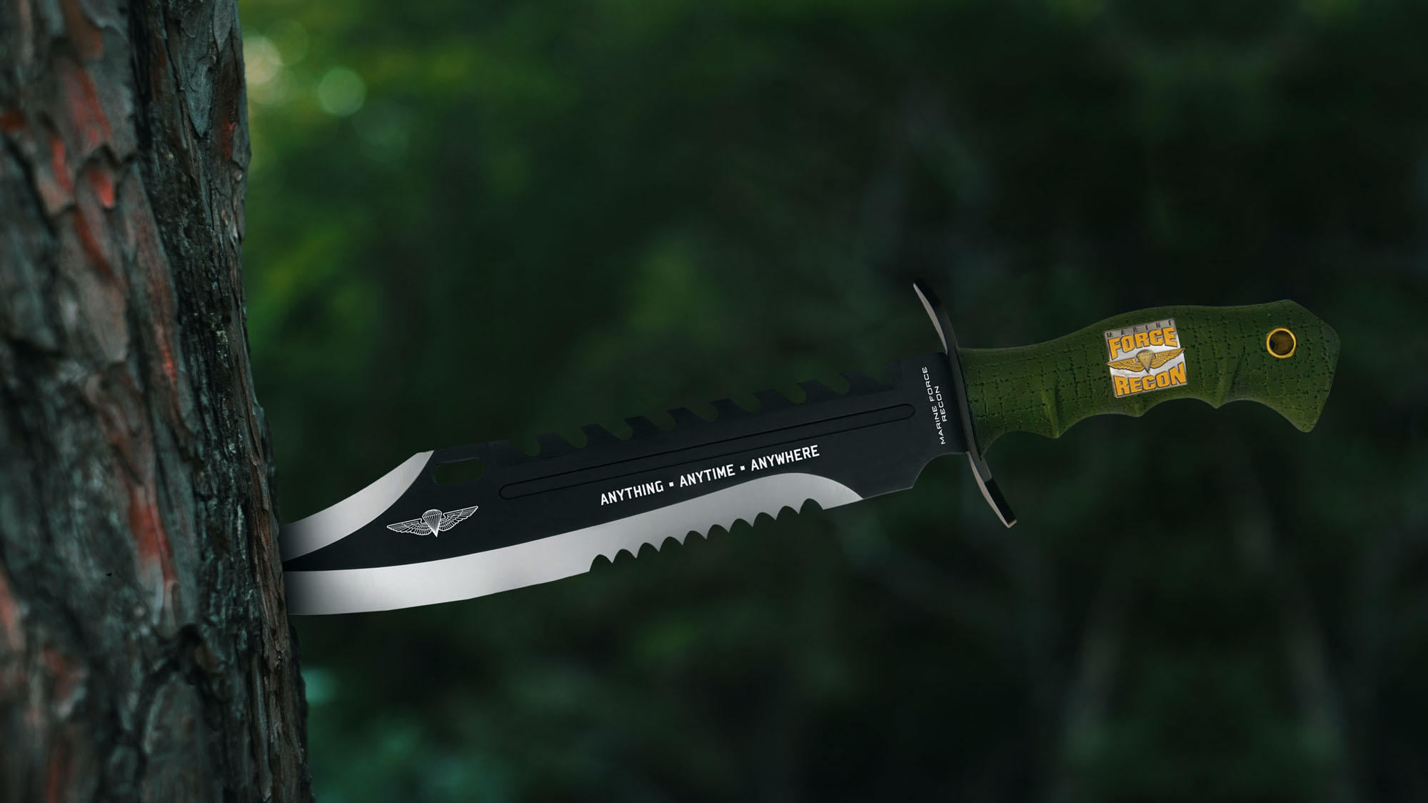 Anytime Anywhere Marine Recon Bowie and sheath