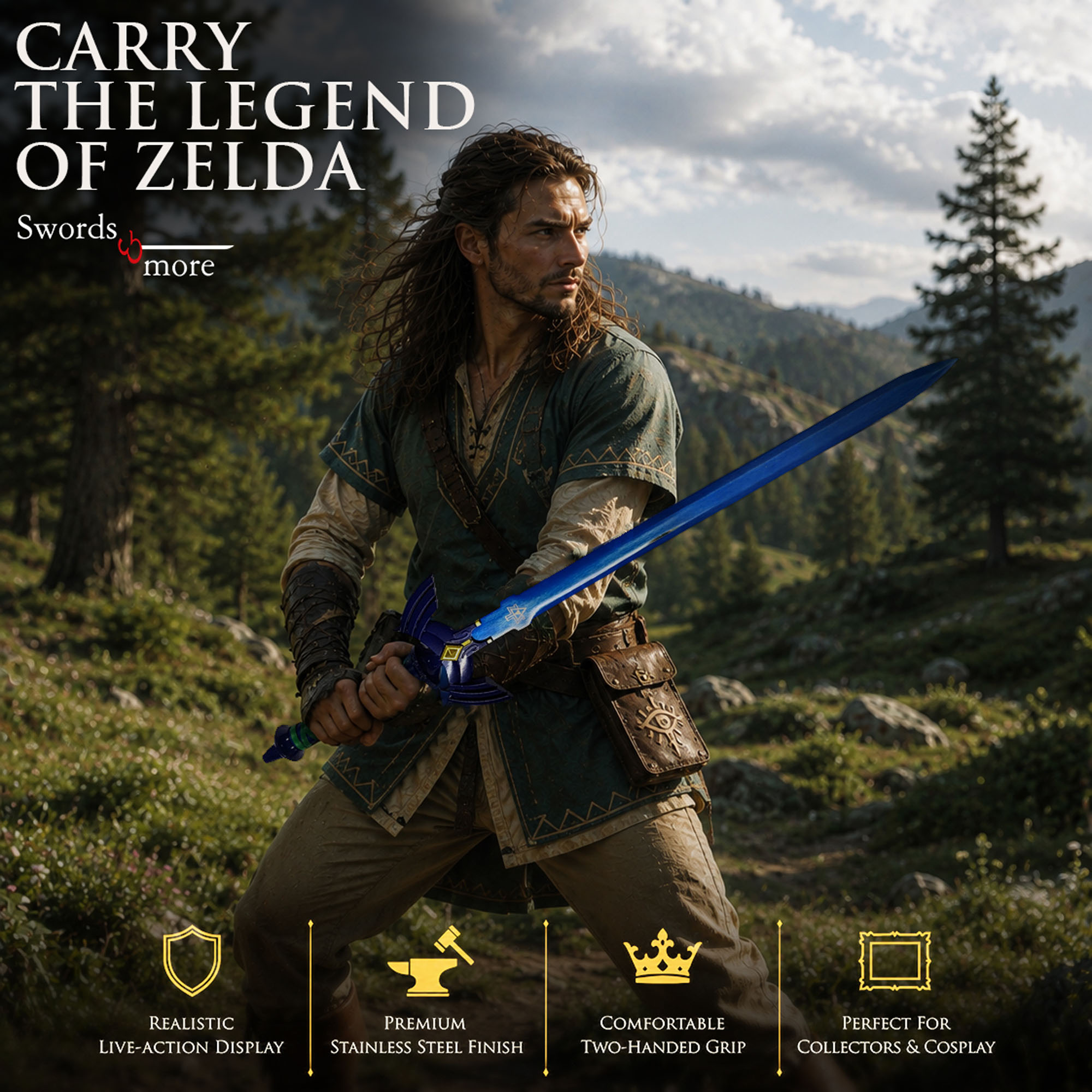 Zelda -  Links Master-Schwert (Blaue Stahlklinge) inkl. Scheide