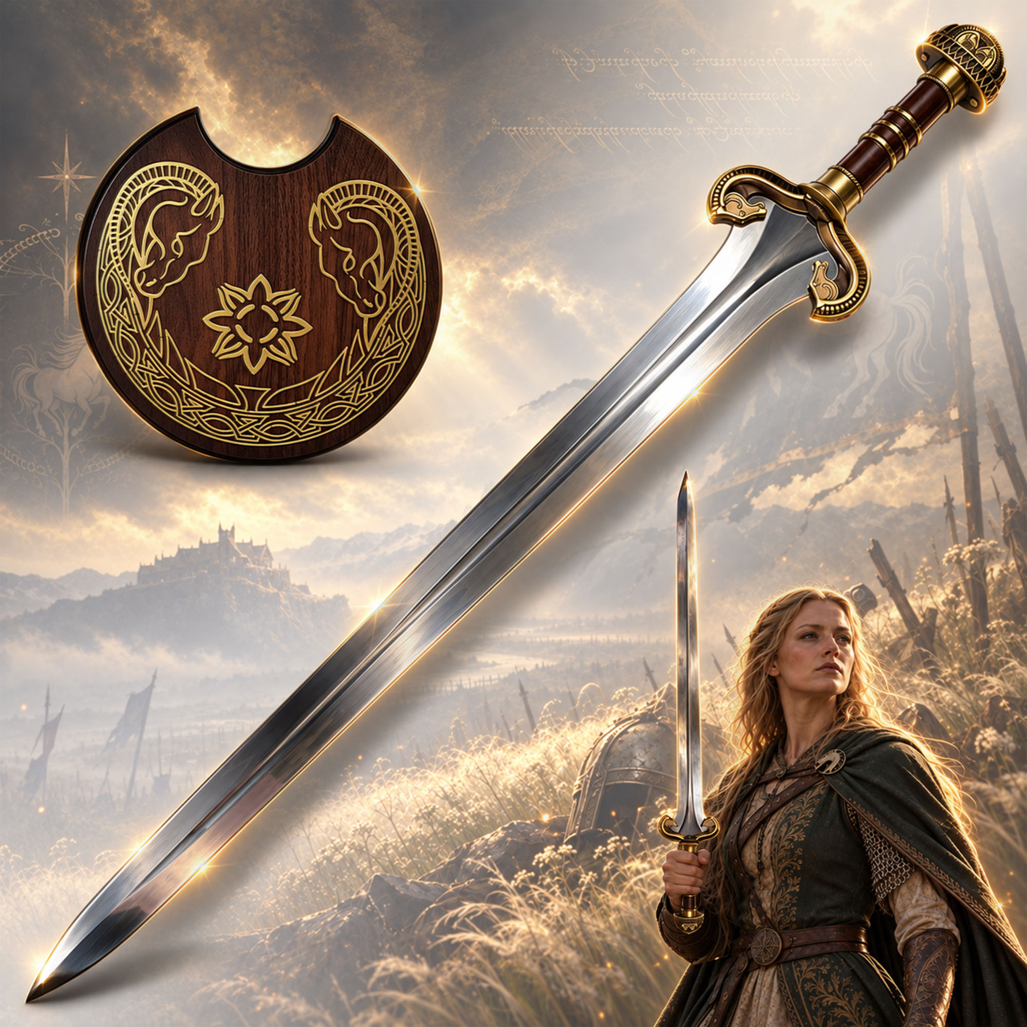 The Lord of the Rings: Eowyn's Sword – with Wooden Wall Stand