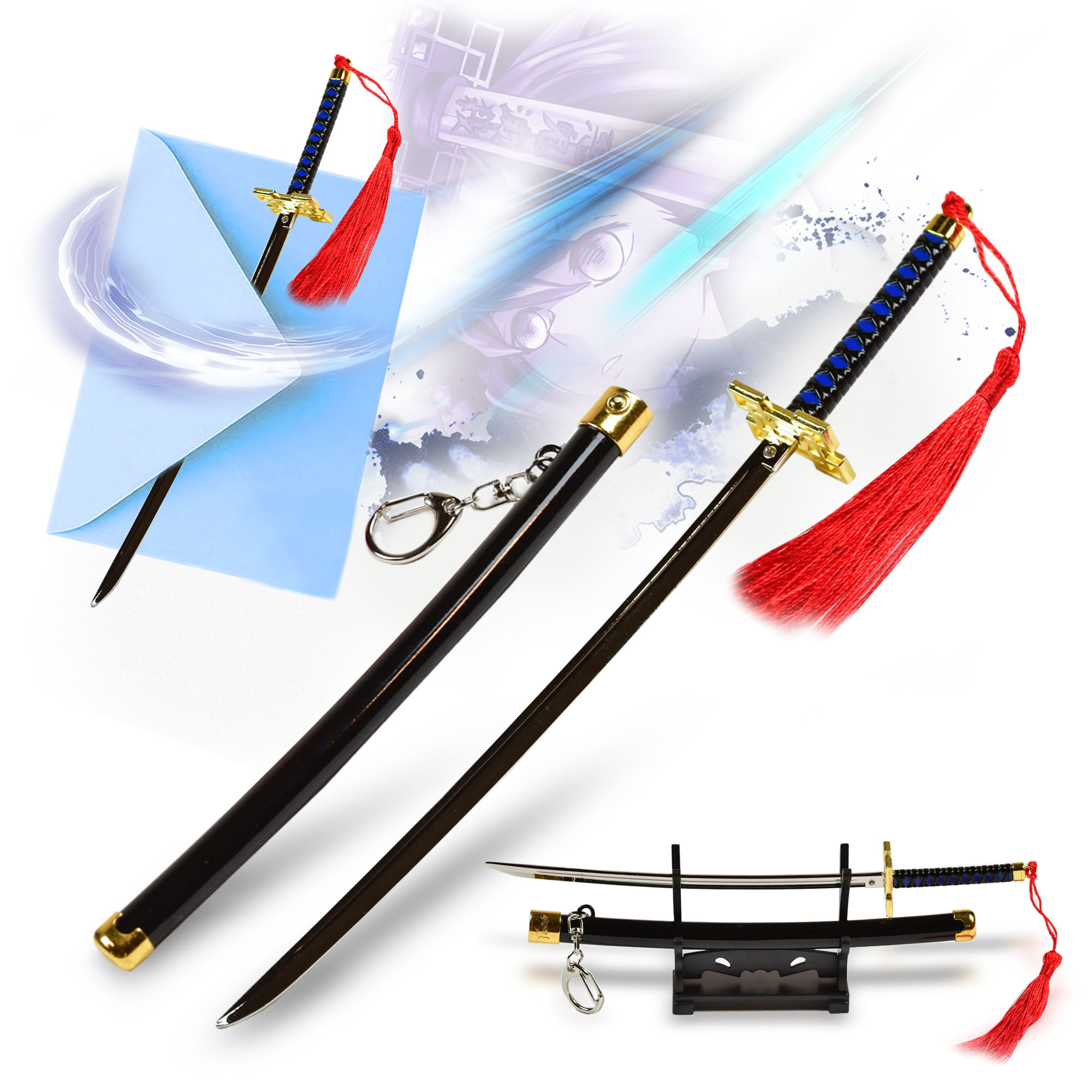 Demon Slayer - Muichiro Tokito Katana Letter Opener Sword with Sheath and Stand 