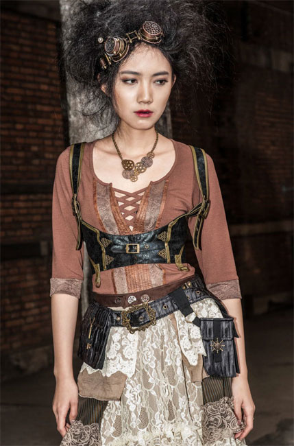 Steampunk Gürtel mit Taschen schwarz