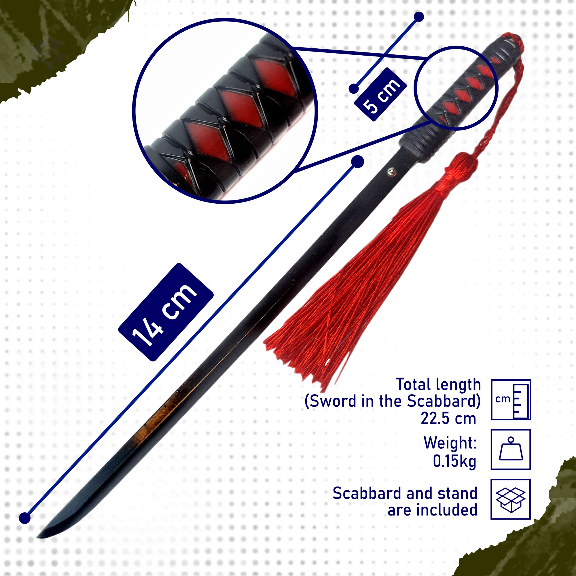 Naruto-Schwert – Kakashis Katana aus der Anbu-Ära, Schwert-Brieföffner mit Scheide und Ständer