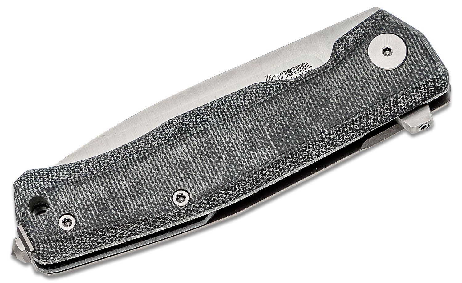 Myto, M390 Satin Blade, Black Canvas Micarta and Titanium Handle