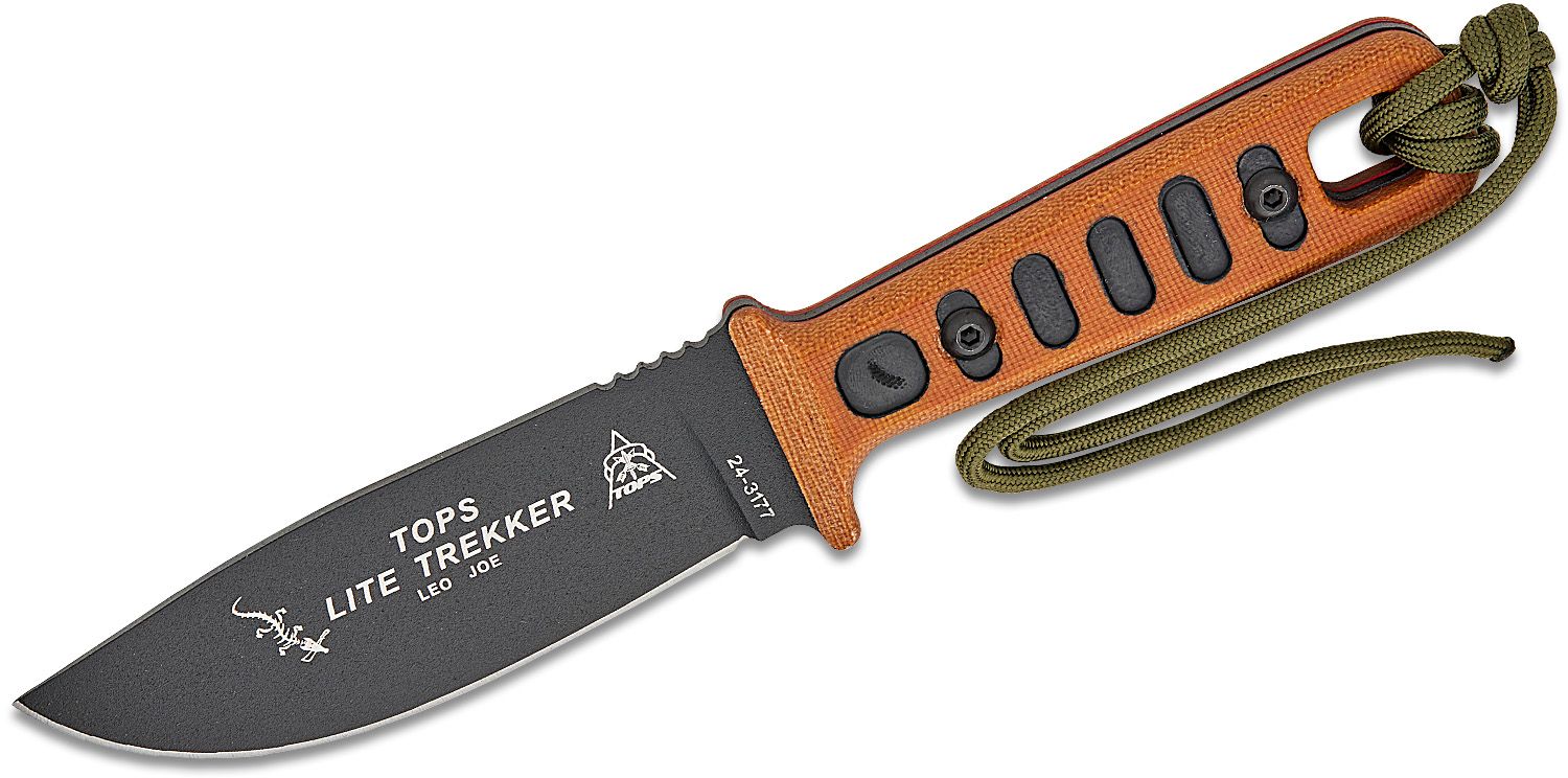 Lite Trekker, 1095 Blade, Tan Canvas Micarta Handles with Black Inlays