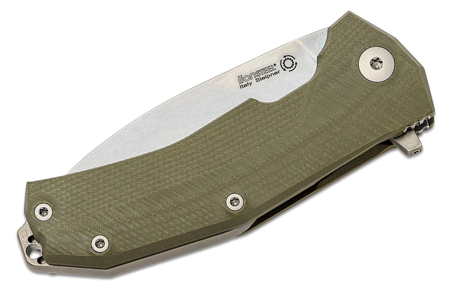KUR, Sleipner Stonewashed Blade, OD Green G10 Handle