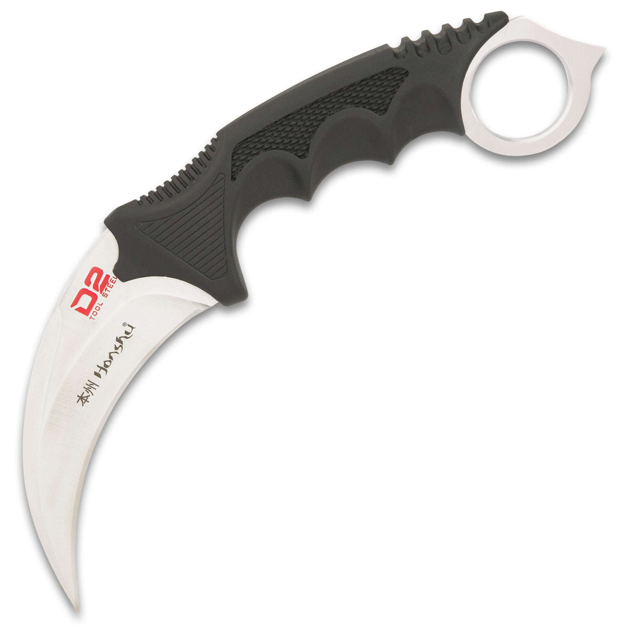 Silver Honshu Karambit With Shoulder Harness Sheath