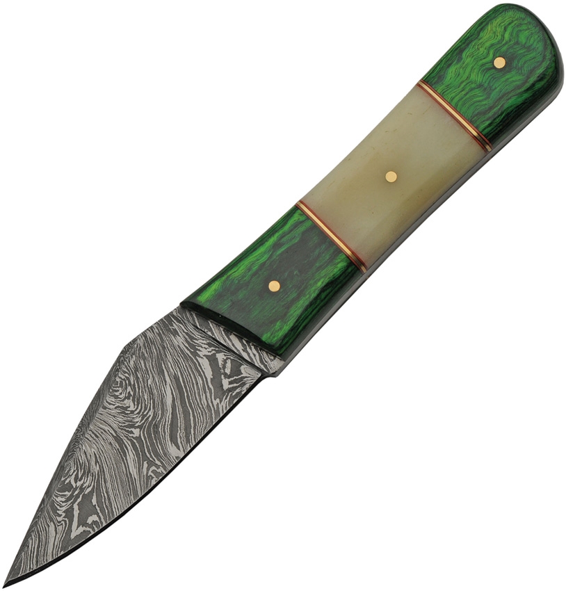 Green Bone Damascus Skinner 