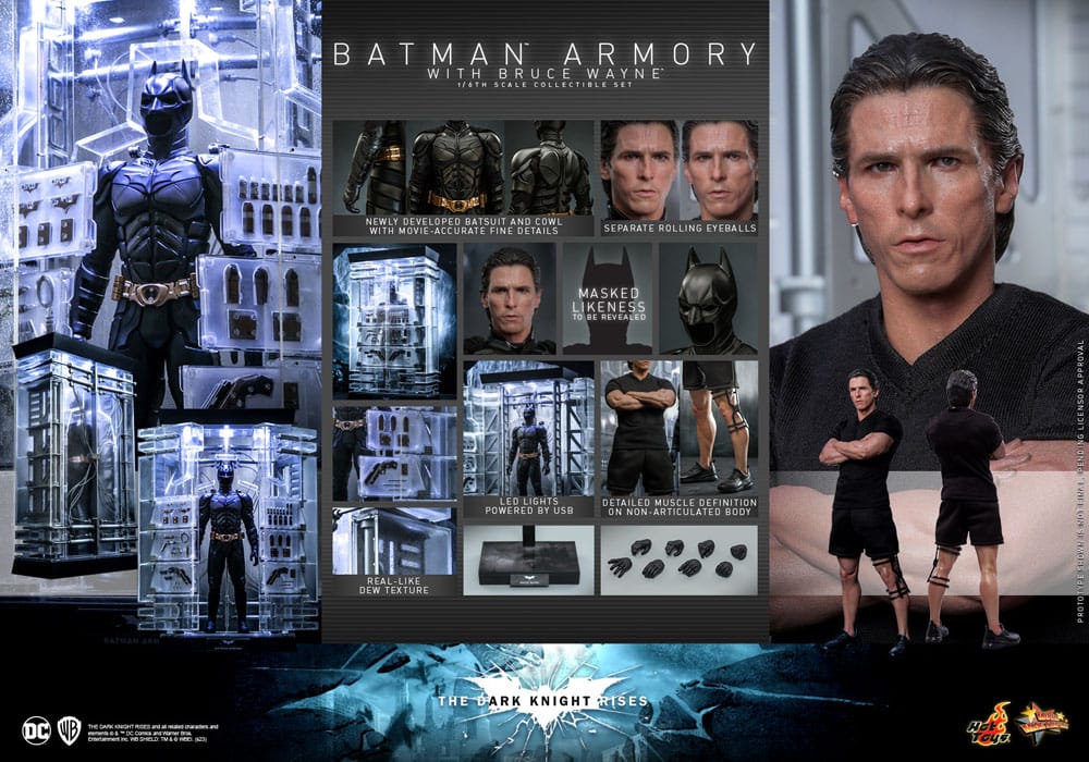The Dark Knight Rises Movie Masterpiece Actionfigur & Diorama 1/6 Batman Armory with Bruce Wayne 30 cm